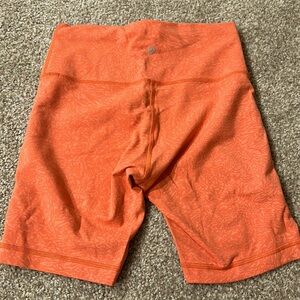 Lululemon Size 8 Orange Printed Biker Shorts